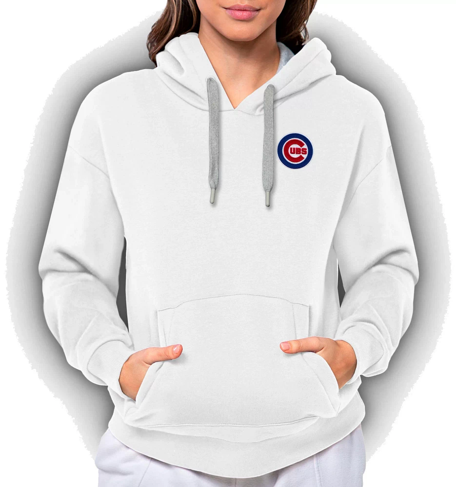 Antigua Women's Chicago Cubs White Victory Hooded Pullover