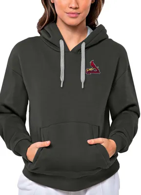 Antigua Women's St. Louis Cardinals Charcoal Victory Hooded Pullover