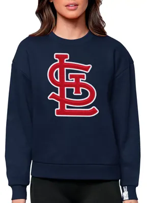 Antigua Women's St. Louis Cardinals Navy Victory Crew Pullover