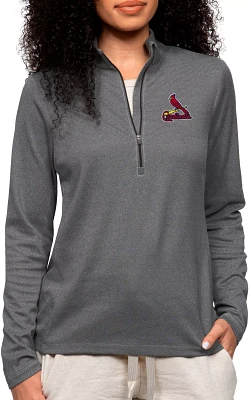 Antigua Women's St. Louis Cardinals Charcoal Epic 1/4 Zip Pullover