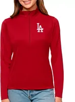 Antigua Women's Los Angeles Dodgers Dark Red Tribute 1/2 Zip Pullover