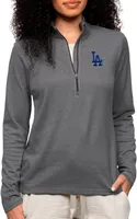 Antigua Women's Los Angeles Dodgers Charcoal Epic 1/4 Zip Pullover