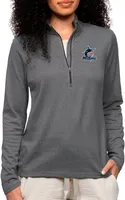 Antigua Women's Miami Marlins Charcoal Epic 1/4 Zip Pullover