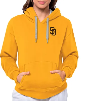 Antigua Women's San Diego Padres Gold Victory Hooded Pullover