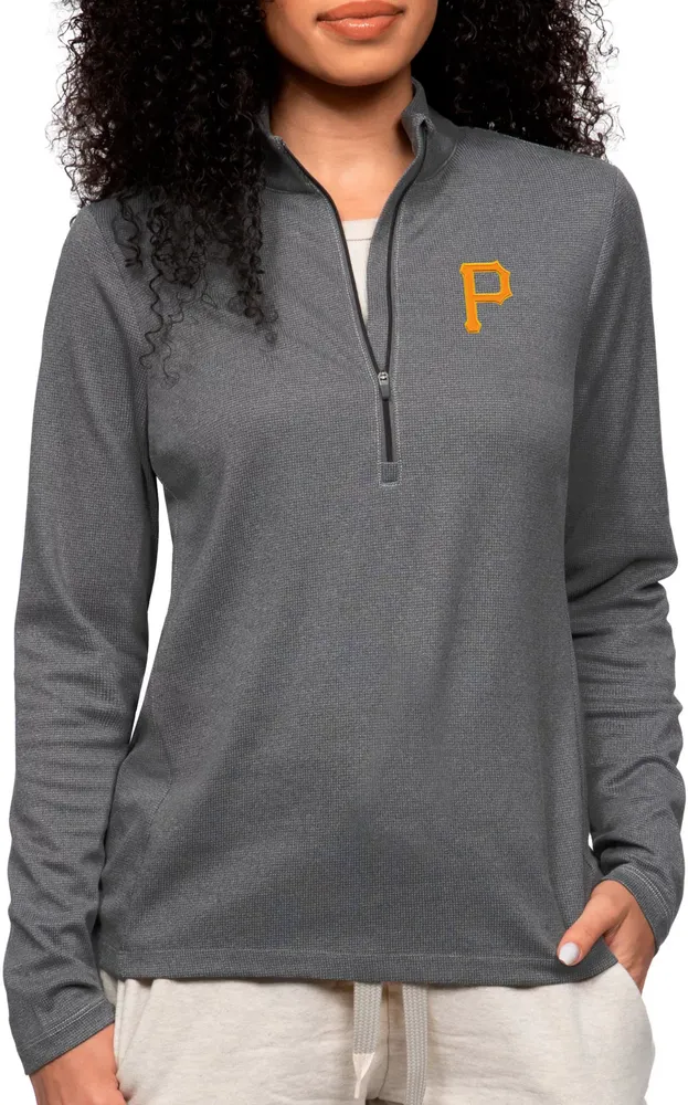 Antigua Women's Pittsburgh Pirates Charcoal Epic 1/4 Zip Pullover