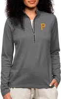 Antigua Women's Pittsburgh Pirates Charcoal Epic 1/4 Zip Pullover