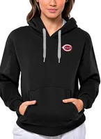 Antigua Women's Cincinnati Reds Black Victory Hooded Pullover