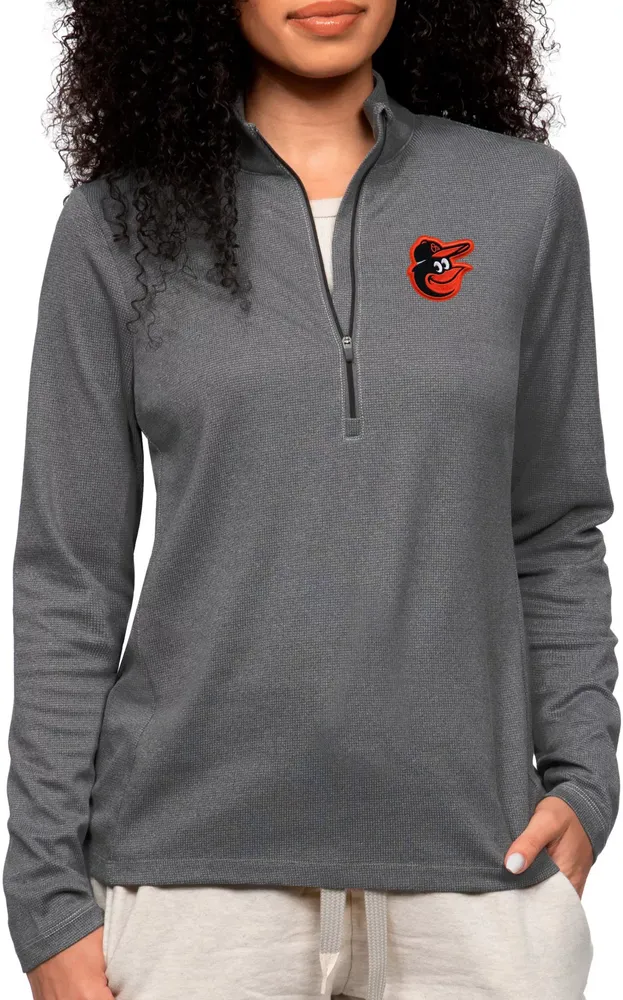 Antigua Women's Baltimore Orioles Charcoal Epic 1/4 Zip Pullover