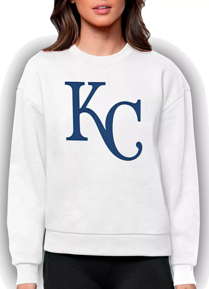 Antigua Women's Kansas City Royals White Victory Crew Pullover