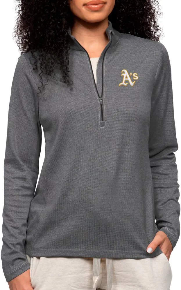 Antigua Women's Oakland Athletics Charcoal Epic 1/4 Zip Pullover