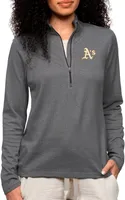 Antigua Women's Oakland Athletics Charcoal Epic 1/4 Zip Pullover