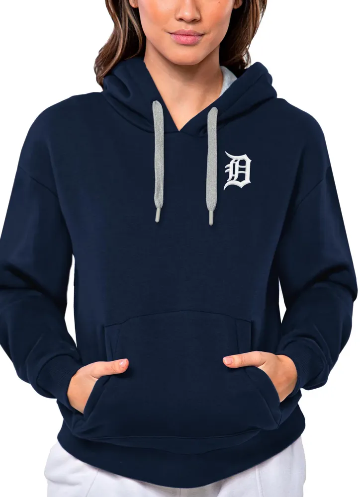 Antigua Women's Detroit Tigers Navy Victory Hooded Pullover