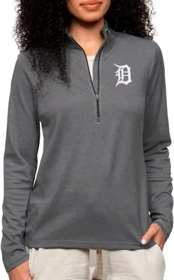 Antigua Women's Detroit Tigers Charcoal Epic 1/4 Zip Pullover