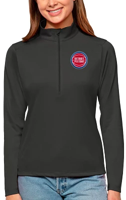 Antigua Women's Detroit Pistons Tribute Grey Pullover Sweater