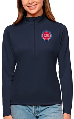 Antigua Women's Detroit Pistons Tribute Navy Pullover Sweater