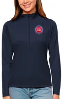 Antigua Women's Detroit Pistons Tribute Navy Pullover Sweater