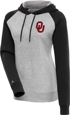 Antigua Women's Oklahoma Sooners Black Victory Colorblock Pullover Hoodie