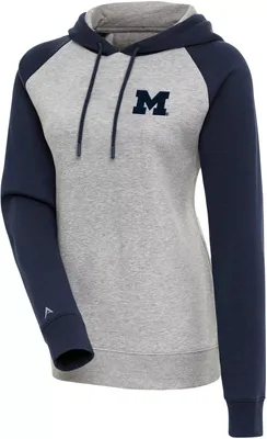 Antigua Women's Michigan Wolverines Navy Victory Colorblock Pullover Hoodie