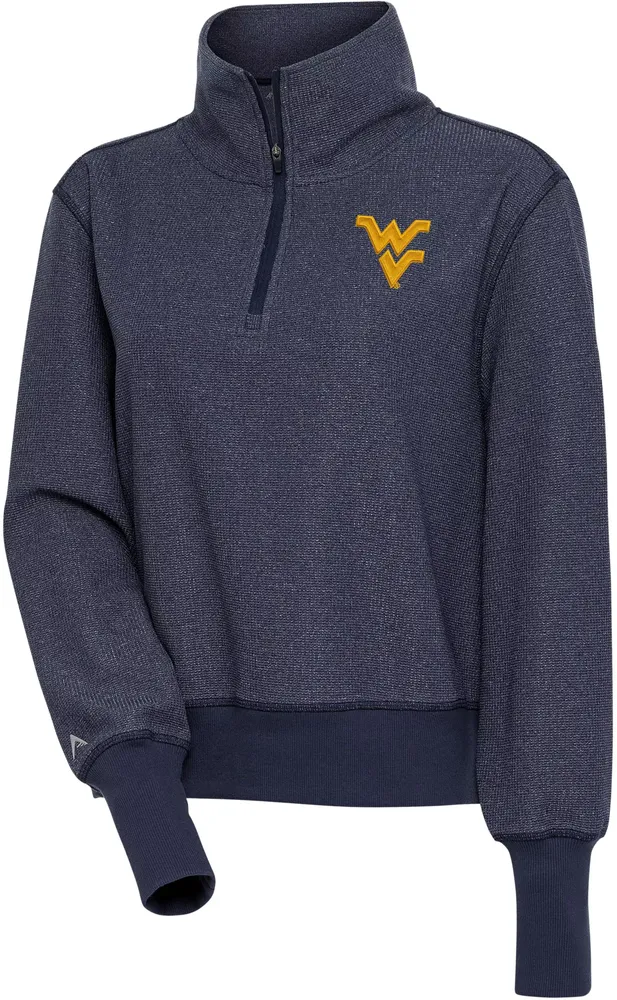 Antigua Women's West Virginia Mountaineers Navy Upgrade 1/2 Zip