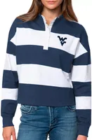 Antigua Women's West Virginia Mountaineers Blue Rugby Long Sleeve Shirt