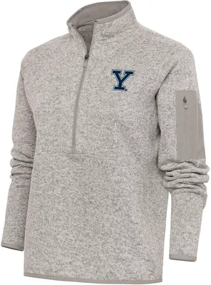 Antigua Women's Yale Bulldogs Oatmeal Heather Fortune 1/4 Zip