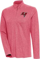 Antigua Women's Tampa Bay Buccaneers Confront Dark Red Heather Quarter-Zip Long Sleeve T-Shirt