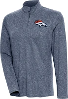 Antigua Women's Denver Broncos Confront Navy Heather Quarter-Zip Long Sleeve T-Shirt