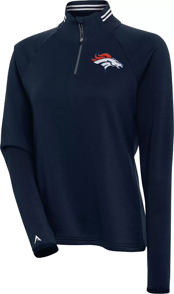 Antigua Women's Denver Broncos Milo Navy/White Quarter-Zip Long Sleeve T-Shirt