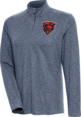 Antigua Women's Chicago Bears Confront Navy Heather Quarter-Zip Long Sleeve T-Shirt