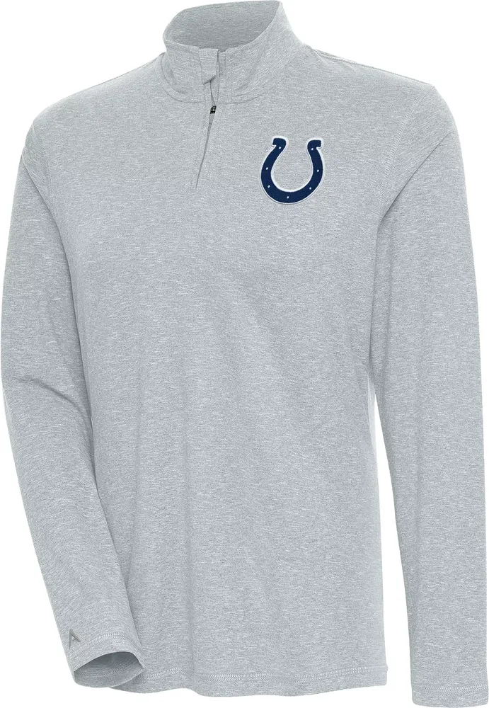 Antigua Women's Indianapolis Colts Confront Grey Quarter-Zip Long Sleeve T-Shirt