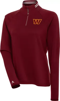 Antigua Women's Washington Commanders Milo Cabernet/White Quarter-Zip Long Sleeve T-Shirt