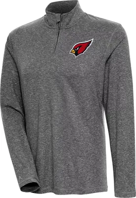 Antigua Women's Arizona Cardinals Confront Black Heather Quarter-Zip Long Sleeve T-Shirt