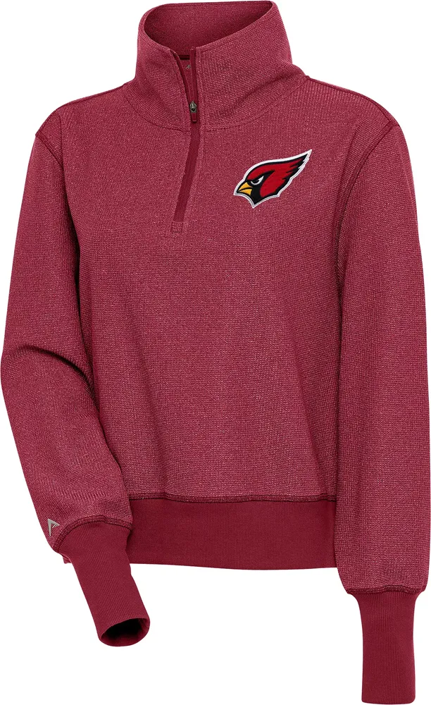 Antigua Women's Arizona Cardinals Upgrade Cardinal Red Heather Quarter-Zip Long Sleeve T-Shirt