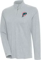 Antigua Women's Miami Dolphins Confront Grey Heather Quarter-Zip Long Sleeve Pullover