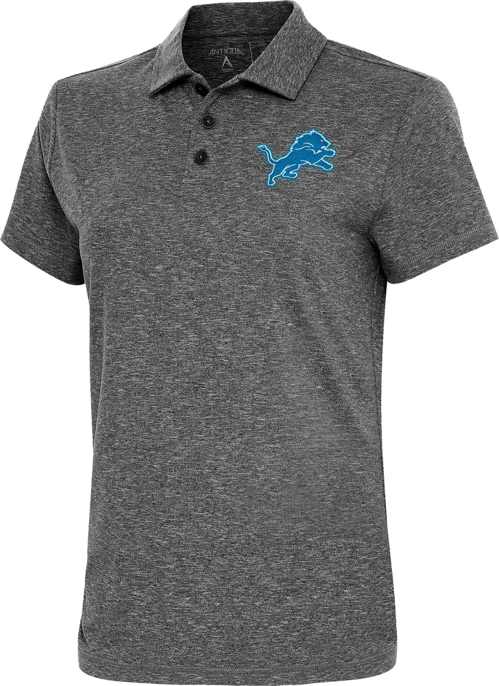 Antigua Women's Detroit Lions Black Heather Polo