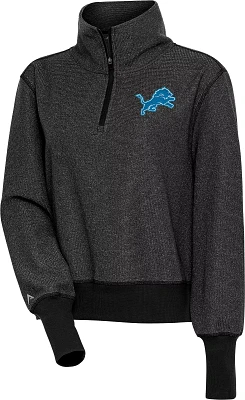 Antigua Women's Detroit Lions Upgrade Black Heather Quarter-Zip Long Sleeve T-Shirt