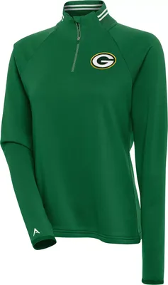 Antigua Women's Green Bay Packers Milo Dark Pine/White Quarter-Zip Long Sleeve T-Shirt