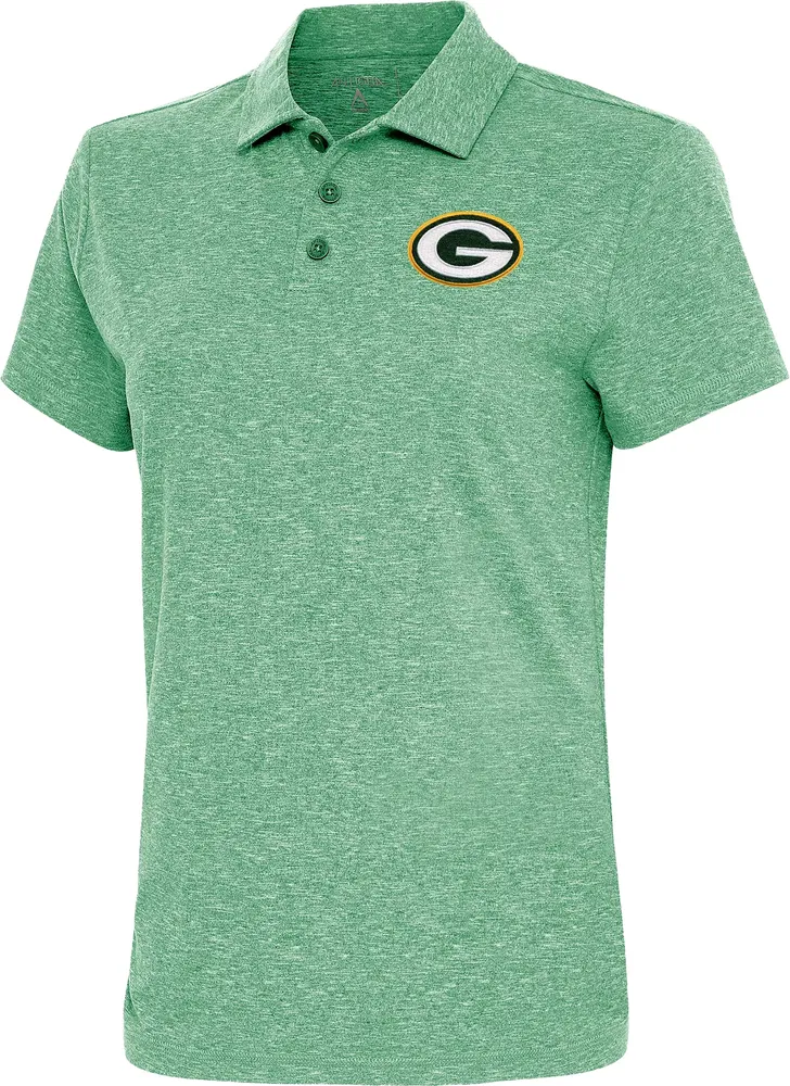 Antigua Women's Green Bay Packers Dark Pine Heather Polo