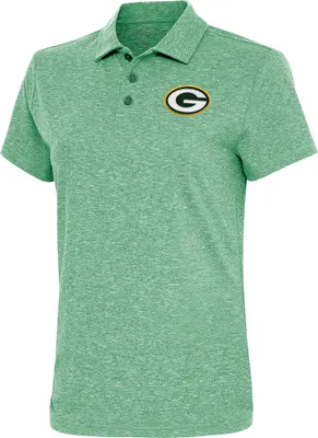 Antigua Women's Green Bay Packers Dark Pine Heather Polo