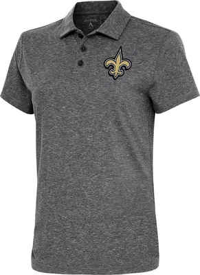 Antigua Women's New Orleans Saints Black Heather Polo