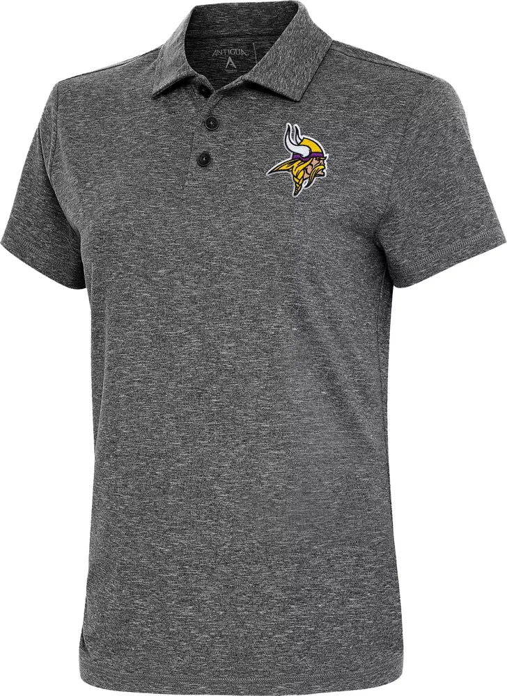 Antigua Women's Minnesota Vikings Black Heather Polo