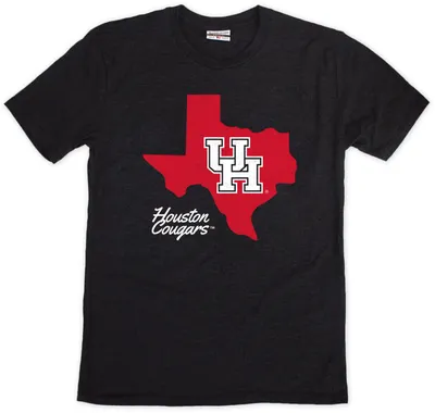 Where I'm From Adult Houston Cougars Black Logo State T-Shirt