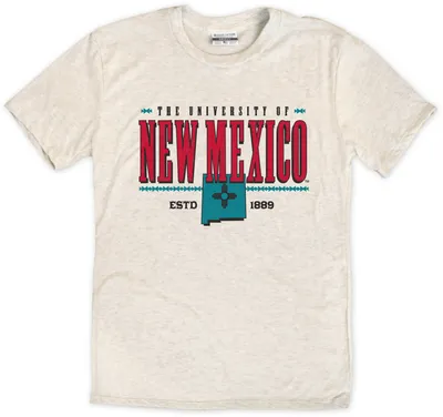 Where I'm From Adult New Mexico Lobos Oatmeal Turquoise Pattern T-Shirt