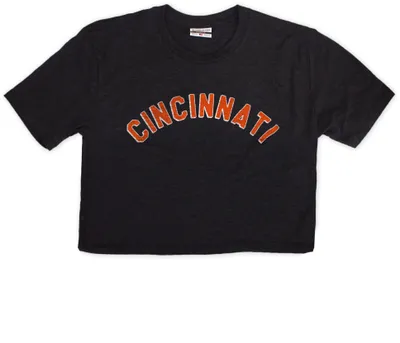 Where I'm From Cincinnati Cincy Block Black Cropped T-Shirt