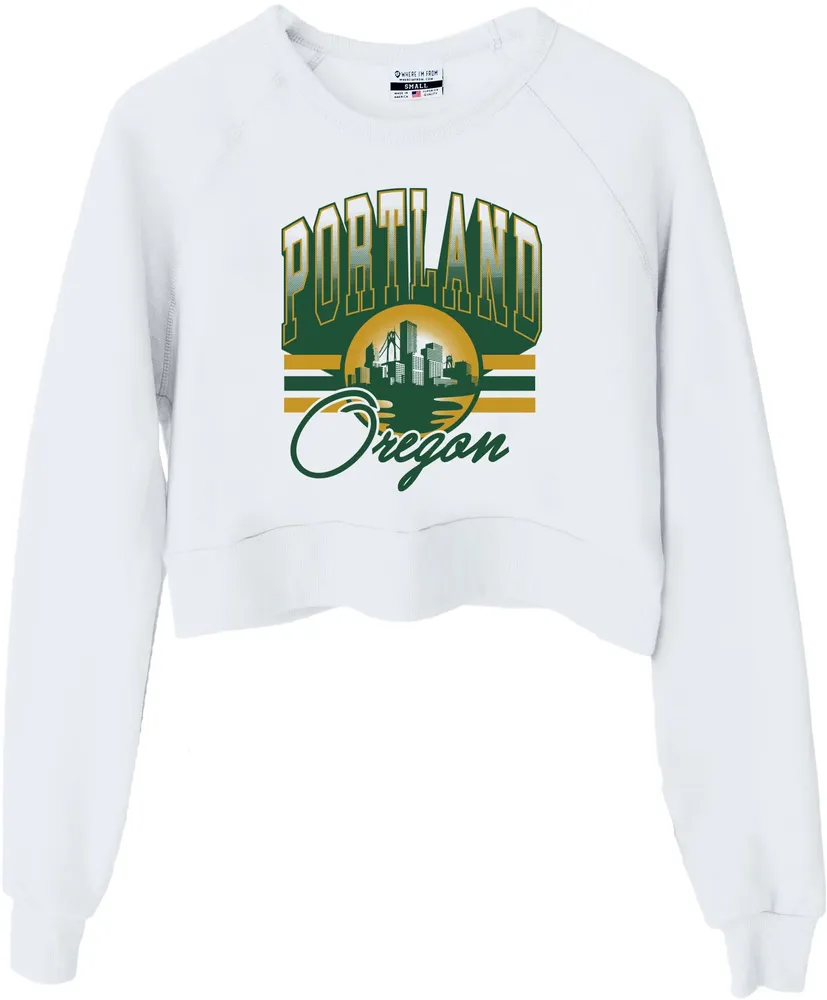 Where I'm From Portland Ash Script Cropped Crewneck Fleece Sweater