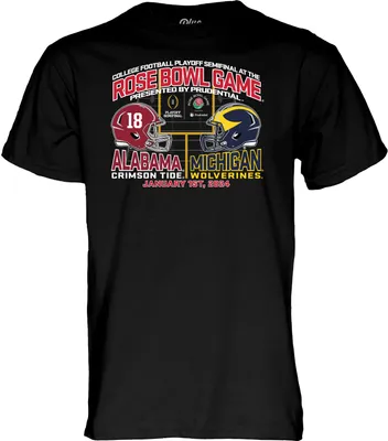 Blue 84 Adult 2024 Rose Bowl Alabama Crimson Tide vs. Michigan Wolverines Dueling T-Shirt