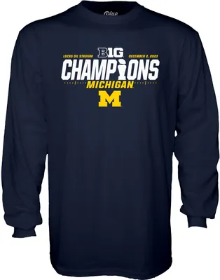 Blue 84 Adult Michigan Wolverines 2023 Big 10 Champions Long Sleeve T-Shirt
