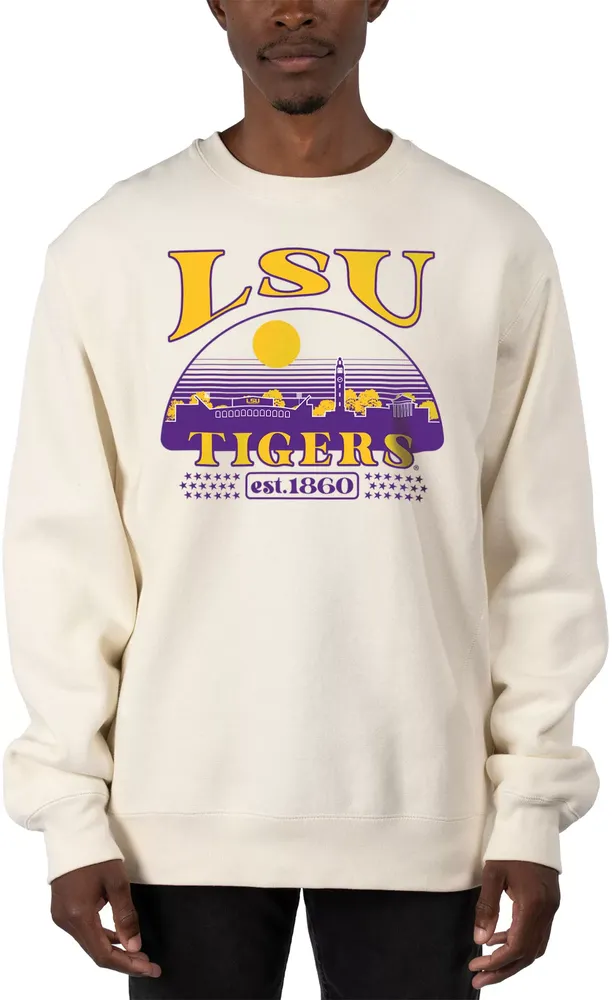 USCAPE Men's LSU Tigers Bone Starry Heavyweight Crewneck Sweatshirt