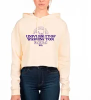 USCAPE Women's Washington Huskies Bone Old School Crop Pullover Hoodie