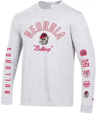 Champion Men's Georgia Bulldogs Grey Vintage Jersey Long Sleeve T-Shirt